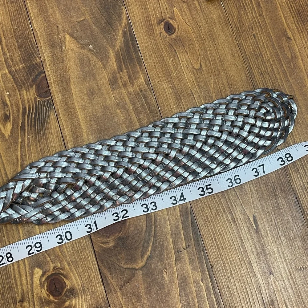 Gap metallic pewter braided leather belt size small
